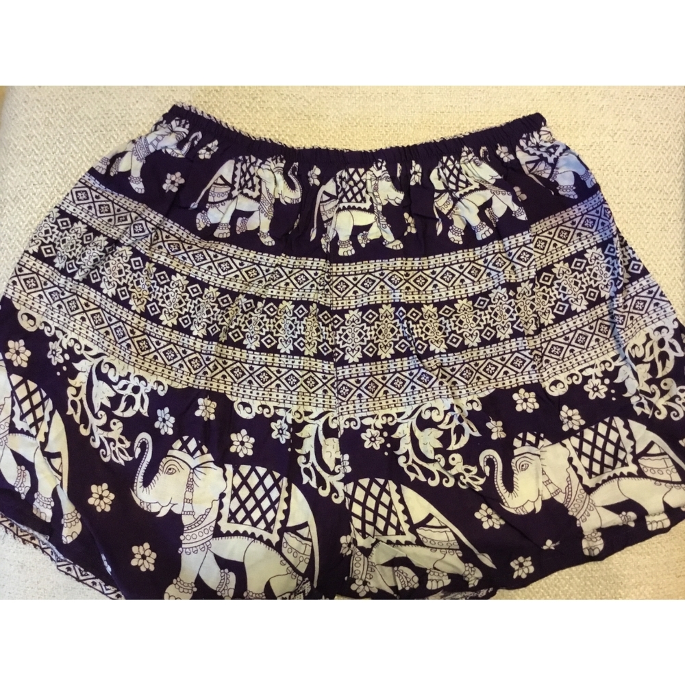 Purple Thai Elephant Shorts Expandable Waist Band